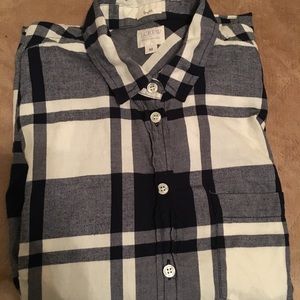 J Crew Boy Fit Blue plaid Button Down Top